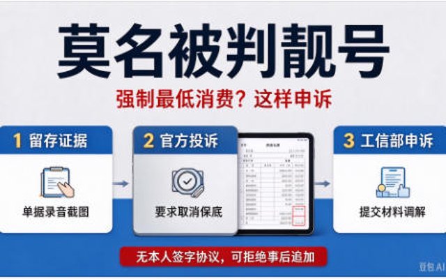 莫名被判定为靓号、强制最低消费,如何申诉 莫名被判定为靓号、强制最低消费,如何申诉